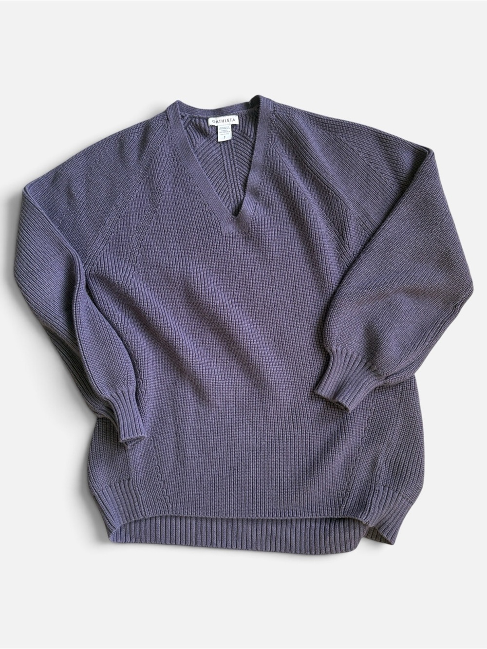 Athleta V-Neck Knit Sweater in Deep Purple